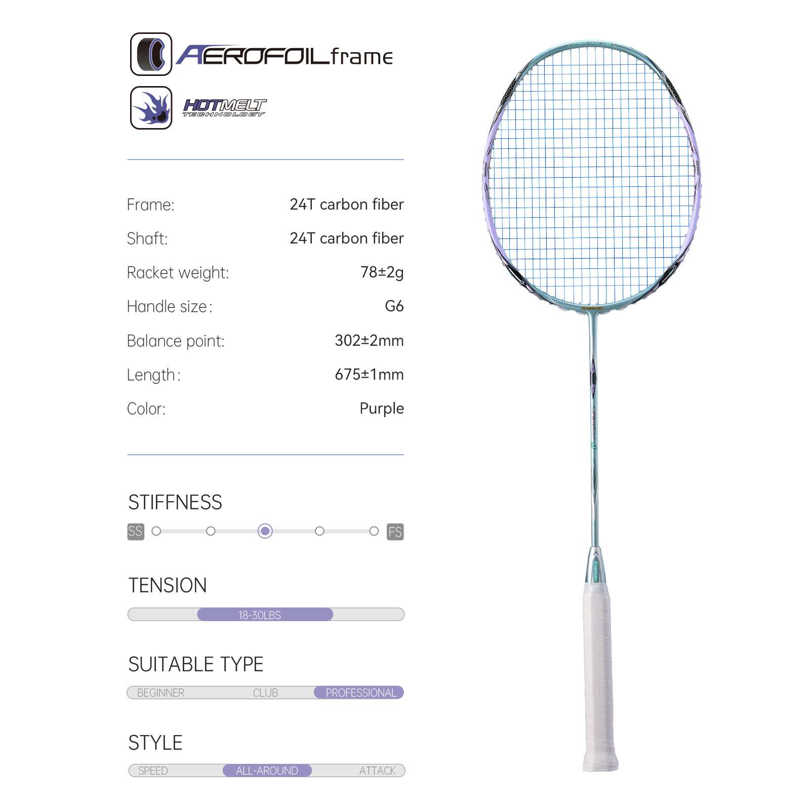 Kawasaki raquete de badminton  - Badminton Racket Carbon avaliação e preço